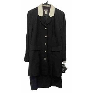 Vtg NWT Taurus II Black Gold Button Collared Dress Pencil‎ Vtg 80s Womens 10P